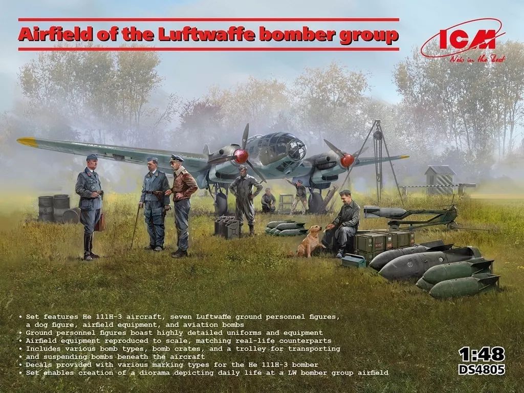 プラモデル 1/48 ドイツ空軍 航空基地爆撃グループセット [DS4805