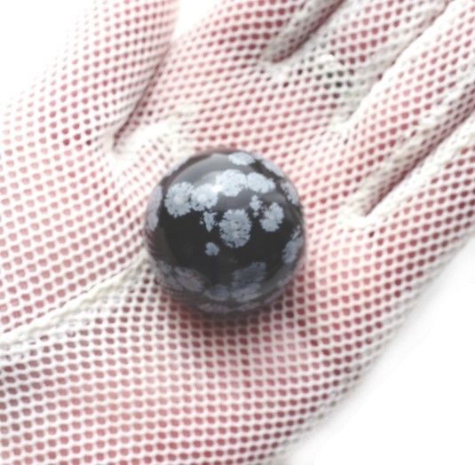 スノーフレーク オブシディアン 丸玉 30mm (33g) 雪花黒曜石 天然石