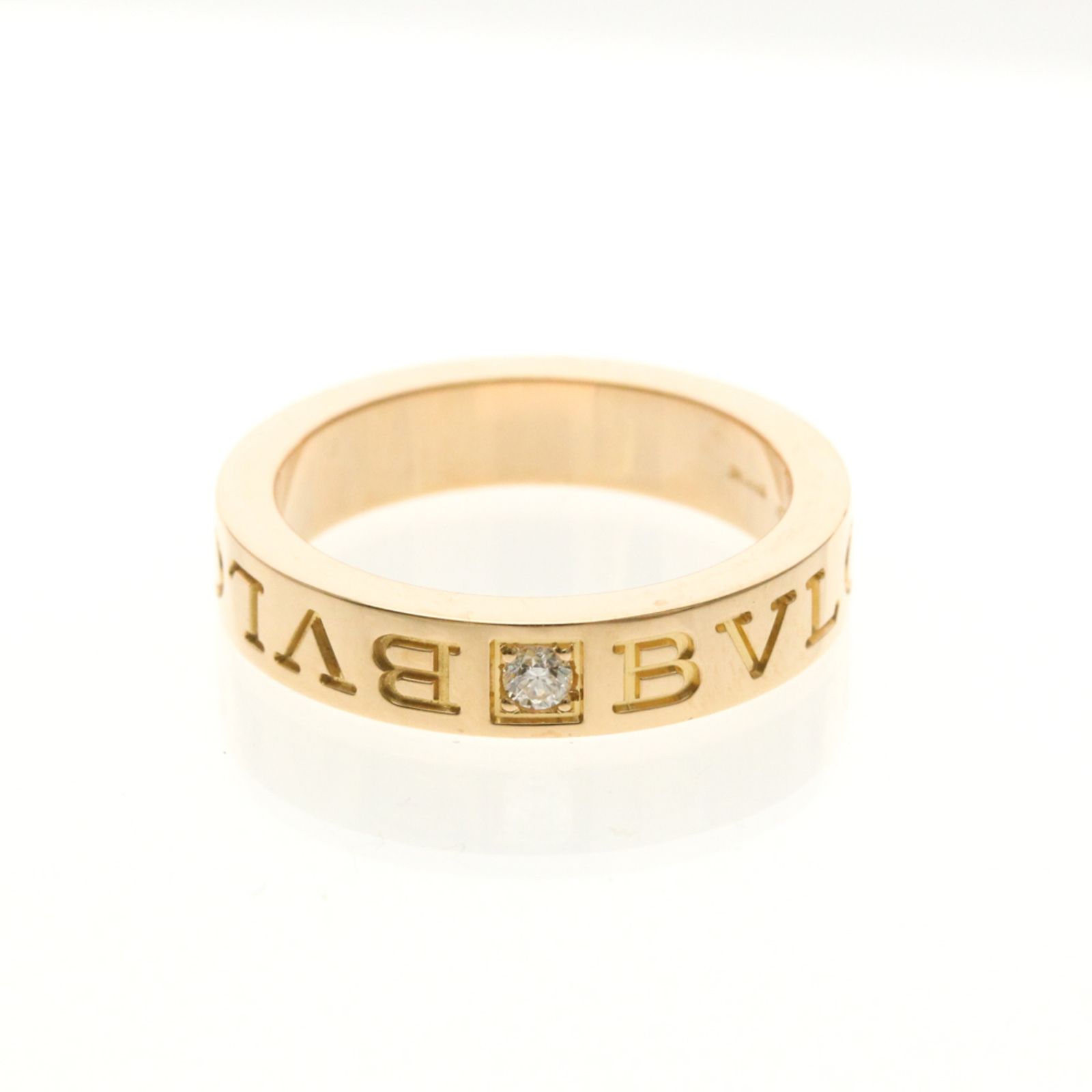 ブルガリ(Bvlgari) ダブルロゴ ダイヤモンド リング K18ピンクゴールド