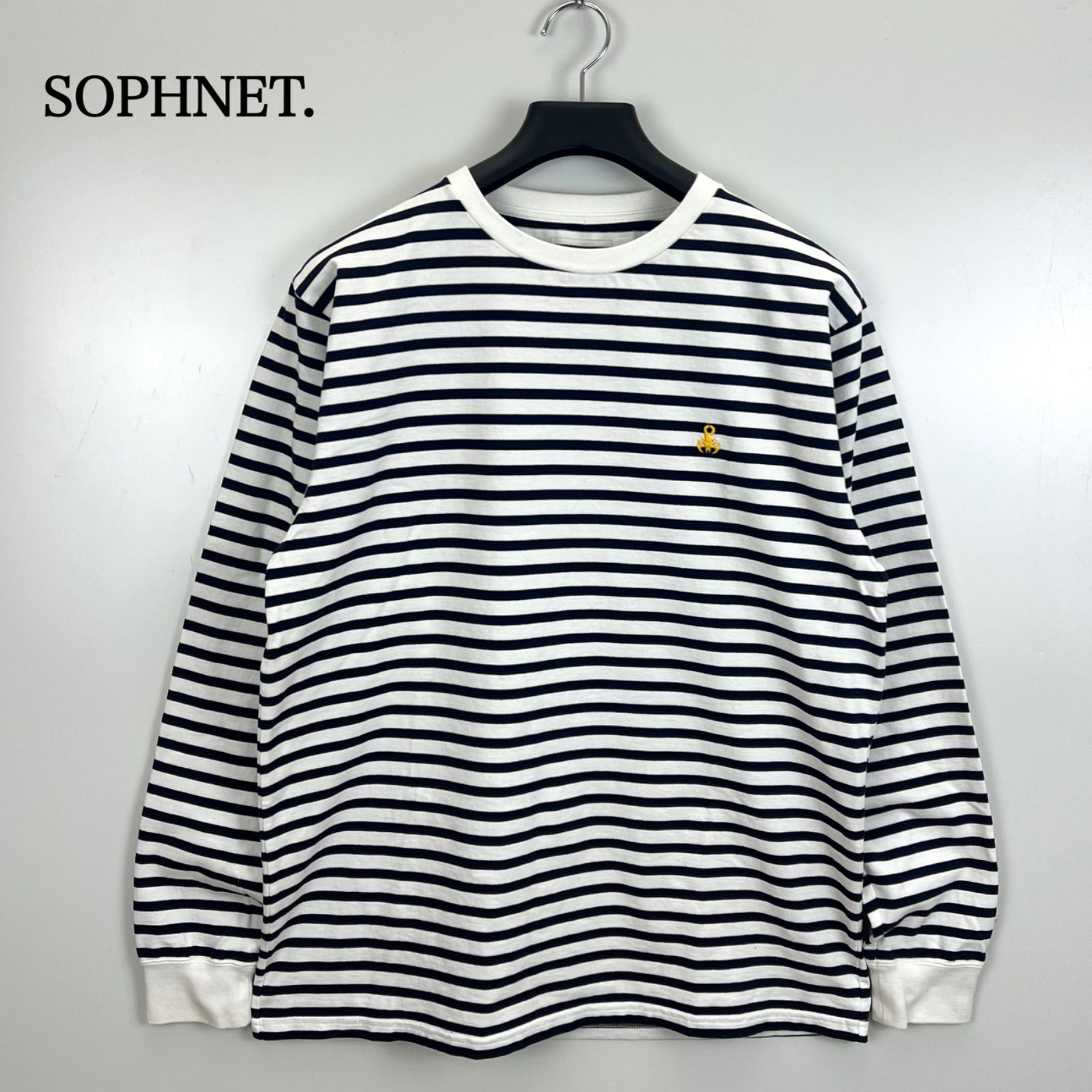XL]ソフネットSOPHNET ホワイト 長袖カットソー 刺繍ロゴソフ L⁄S ソフ 