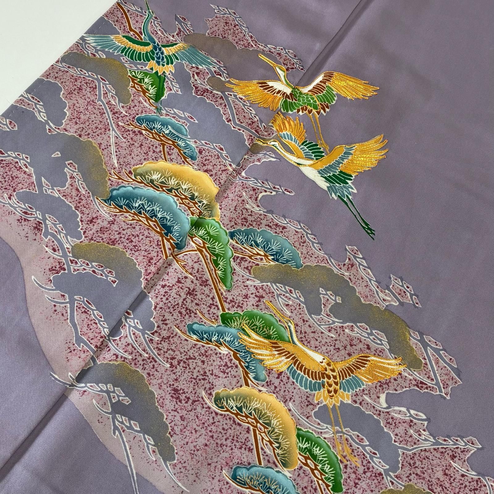 色留袖 金駒刺繍 金彩 羽ばたく鳥 一つ紋 正絹 着物 MK-4541 - メルカリ