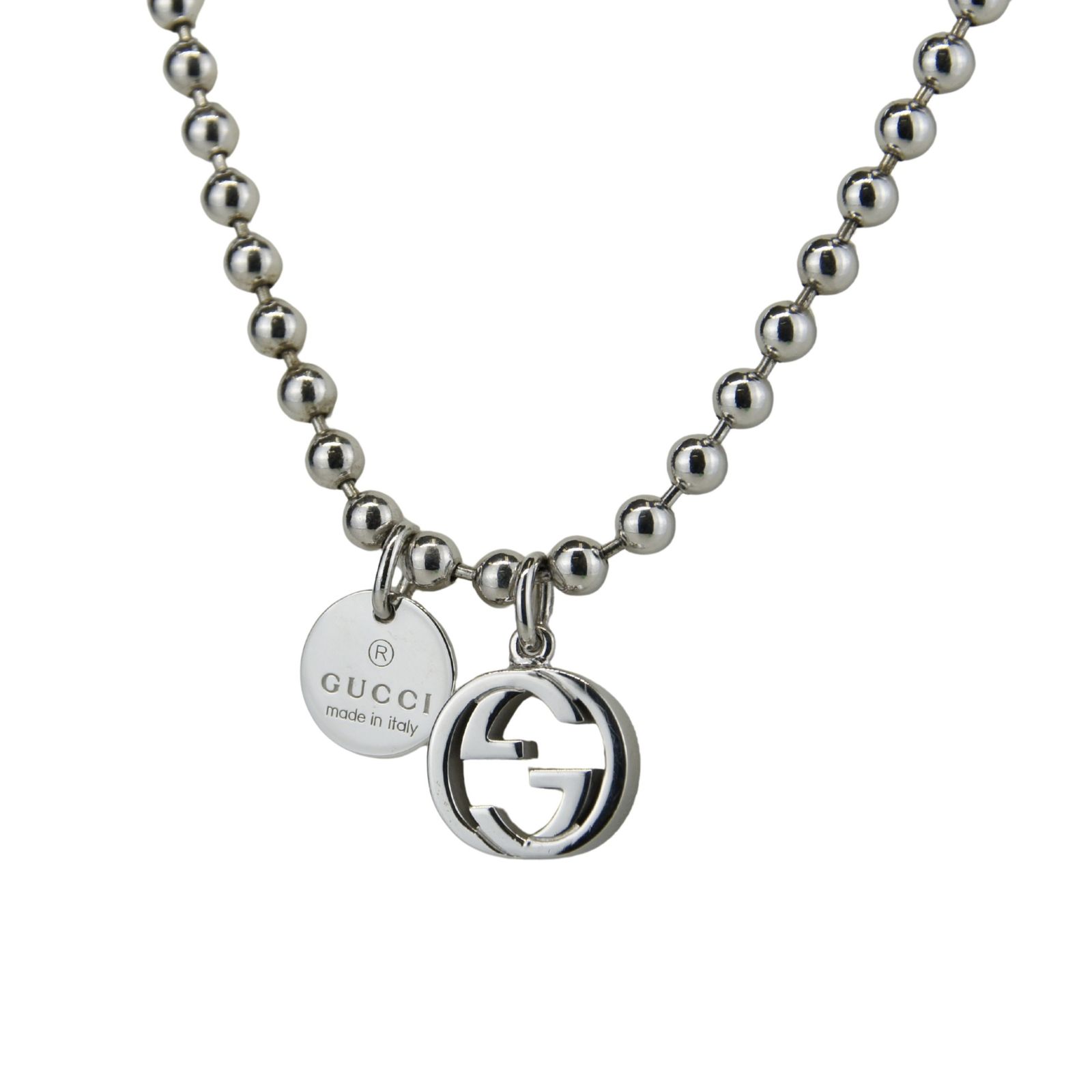 GUCCI グッチ インターロッキングG ボールチェーン ネックレス W