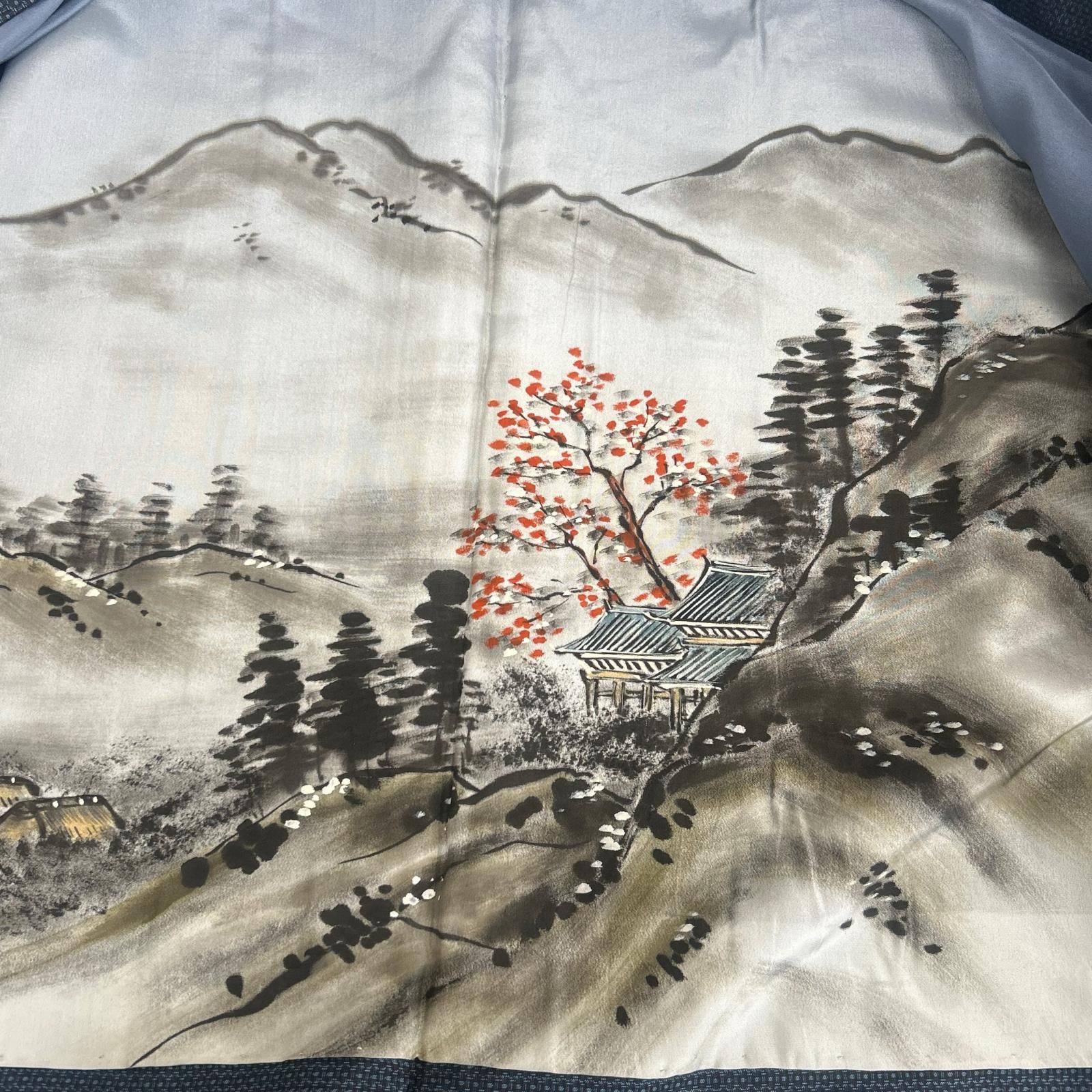 中古 男着物 正絹 村山大島紬 しつけ糸 粋な絣 袷 着物 KK-4102 【楓 