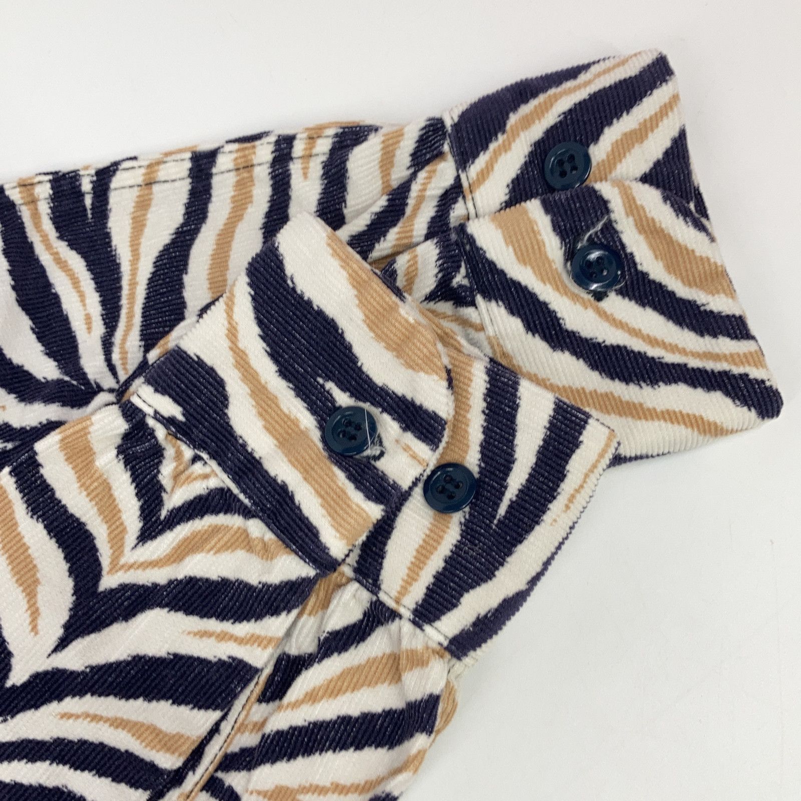 TENDERLOIN テンダーロイン ﾍﾞｰｼﾞｭ×ﾈｲﾋﾞｰ ｺｰﾃﾞｭﾛｲ ｾﾞﾌﾞﾗ柄 長袖 開襟