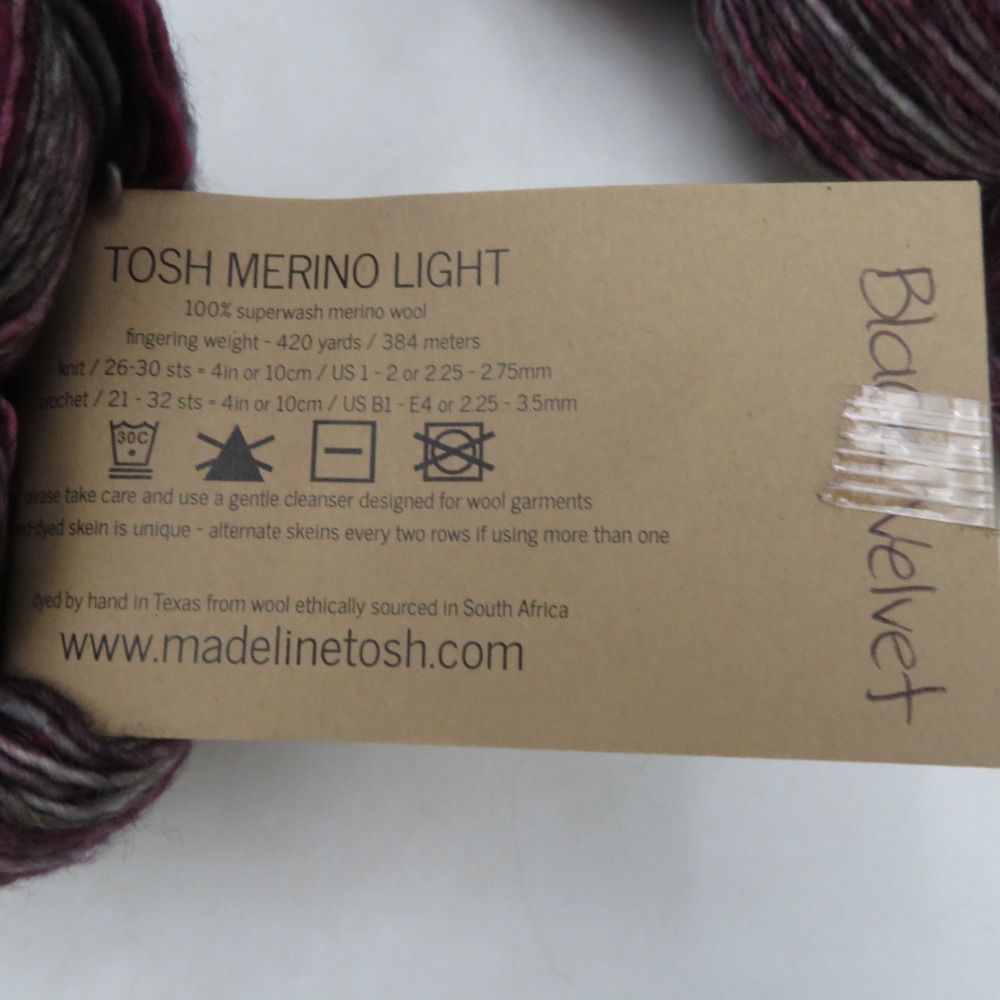 毛糸 MADELINETOSH マデリントッシュ tosh merino light 2カセ Black