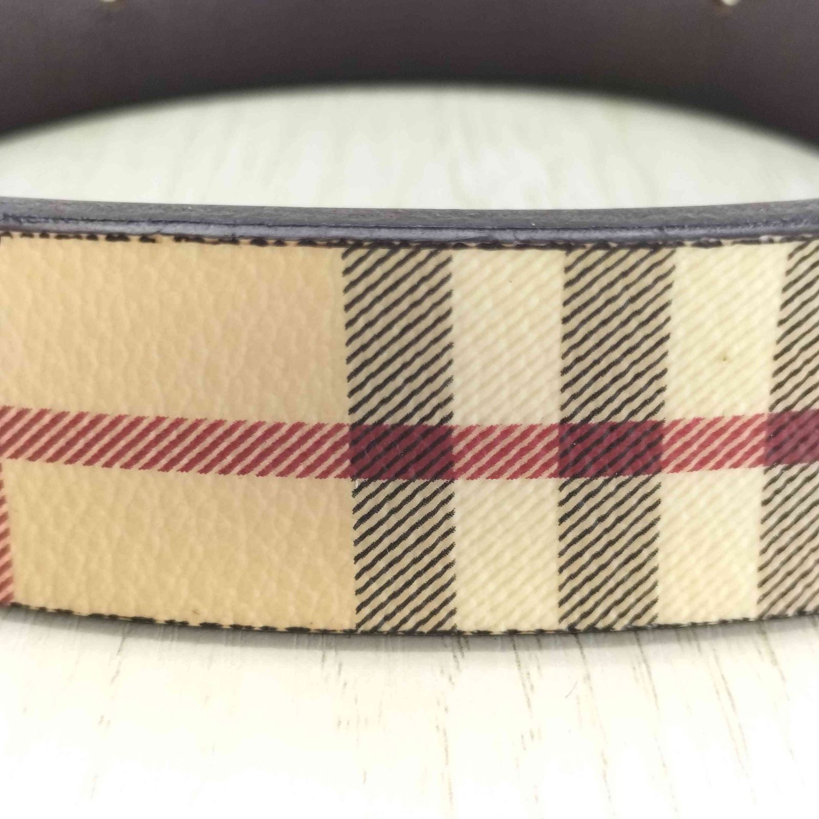 バーバリー BURBERRY ノバチェックレザーベルト レディース 34/85