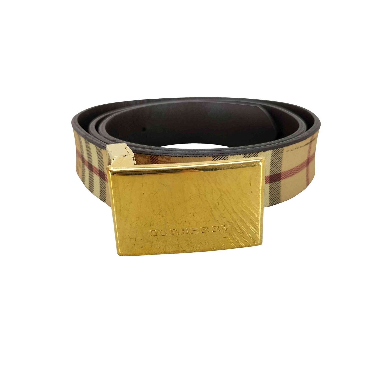 バーバリー BURBERRY ノバチェックレザーベルト レディース 34/85