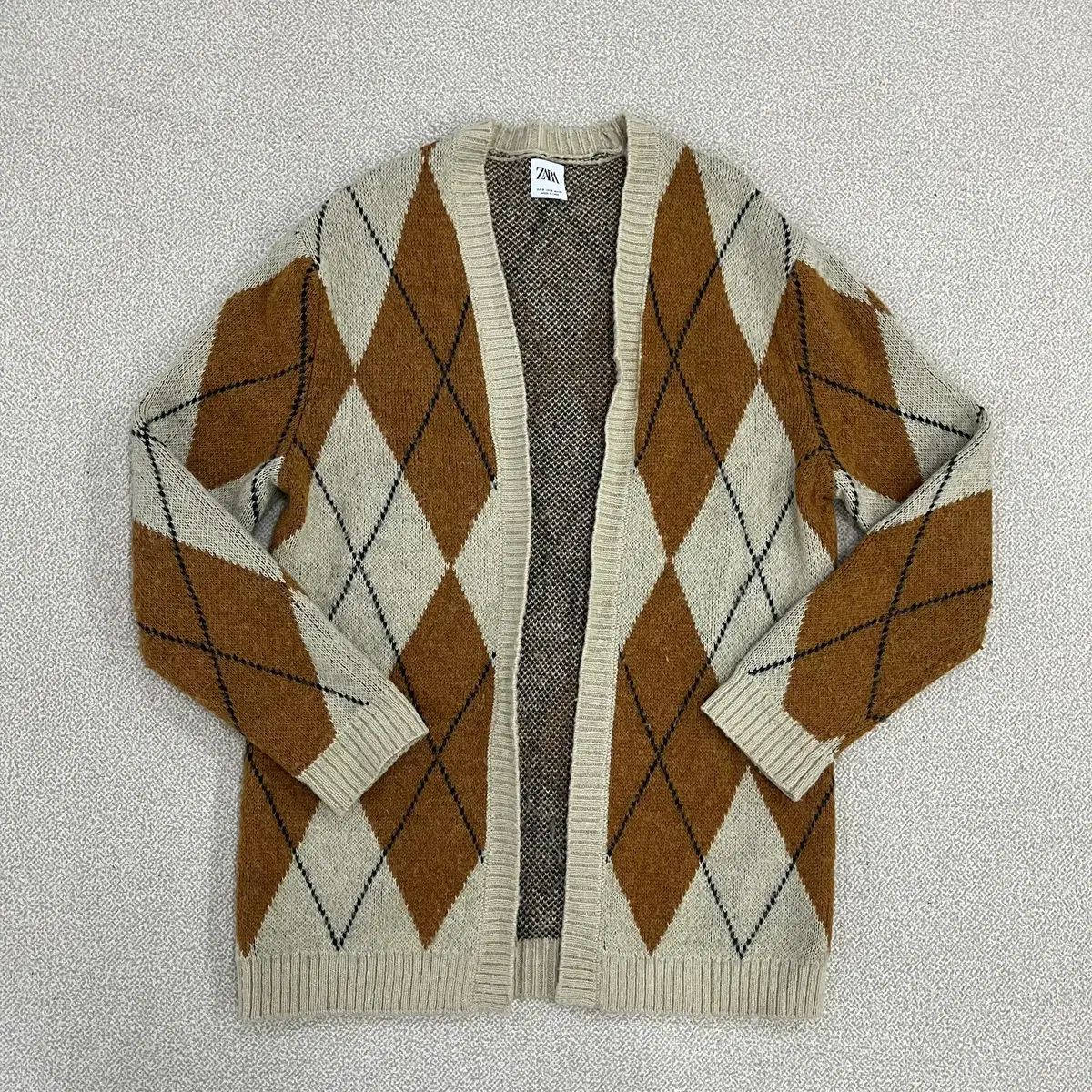 S ザラ アーガイル ニット カーディガン 0219M