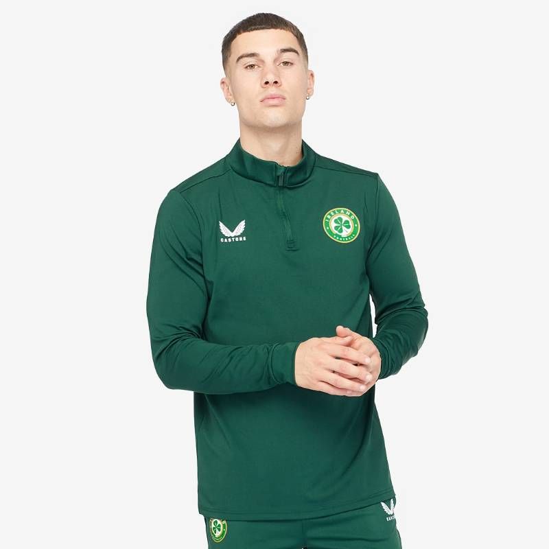 【送料無料・匿名配送】Castore カストーレ アイルランド代表 2023 公式 ドリルトップ 深緑 新品 正規品 日本未発売 選手着用 1/4ジップ