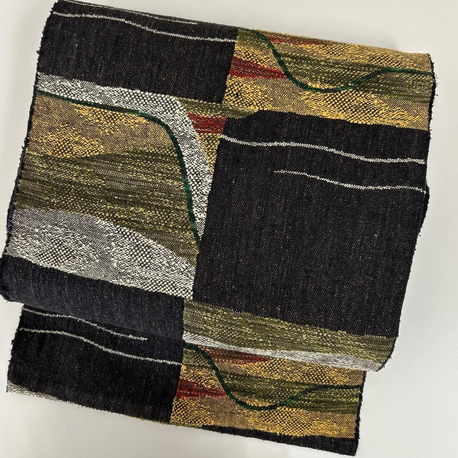 名古屋帯 正絹 真綿紬 織柄 上品な色味 八寸 MA-4491 - メルカリ