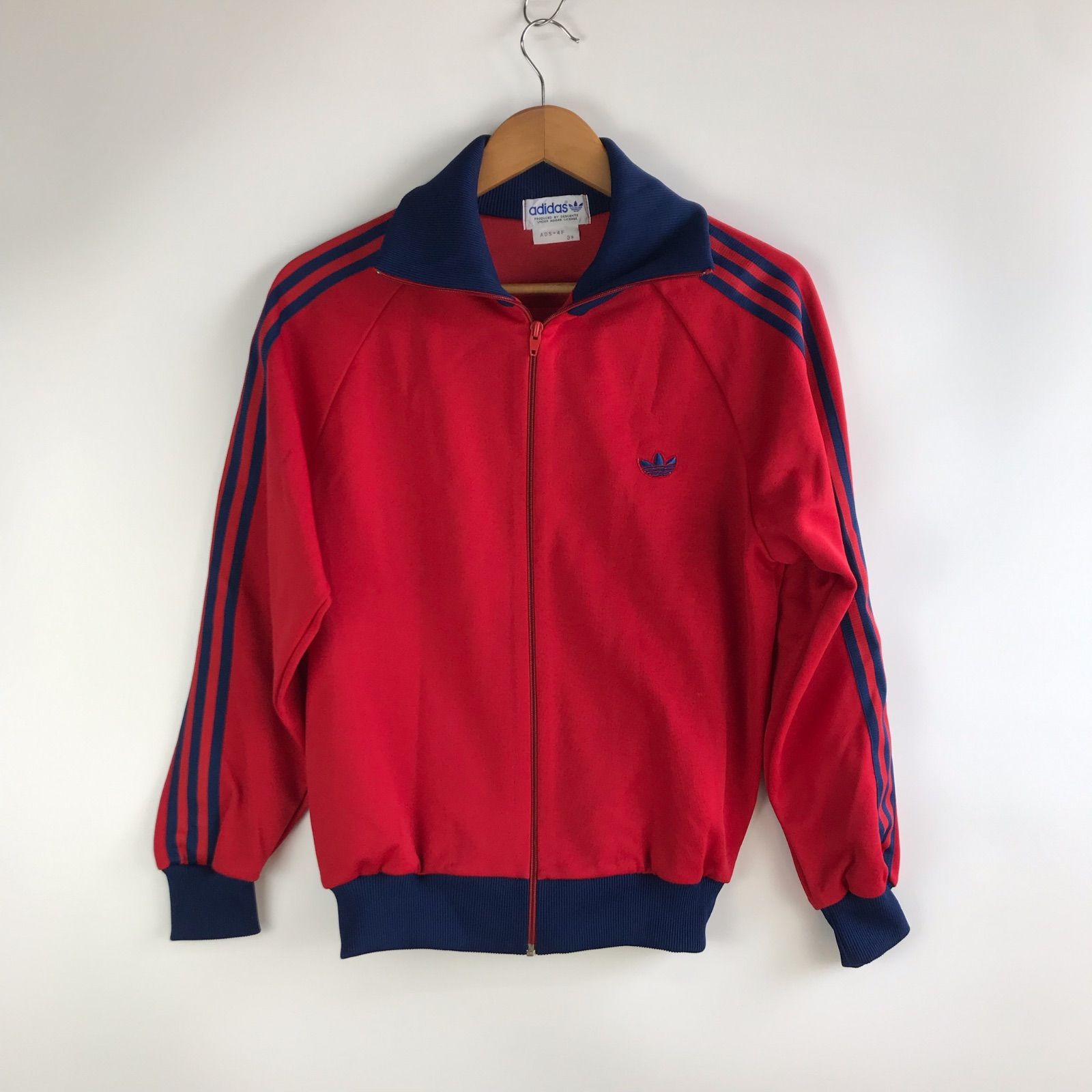 希少 80s adidas デサント製 トラックジャケット レッド×ネイビー 3号