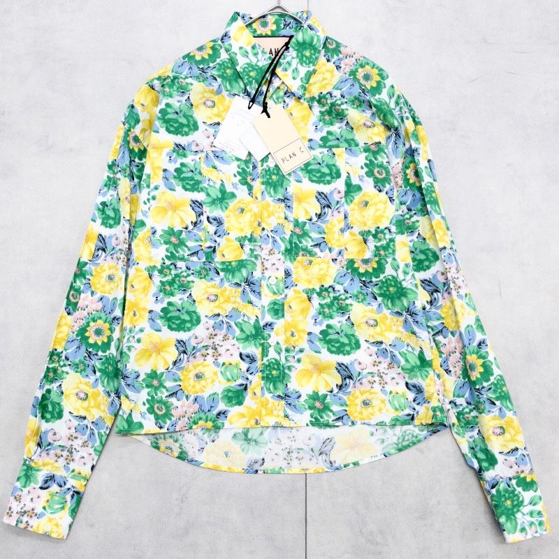 美品◆プランシー　シャツ　36 花柄 新品同様】PLAN C プランシー 長袖シャツ 花柄 コットン グリーン