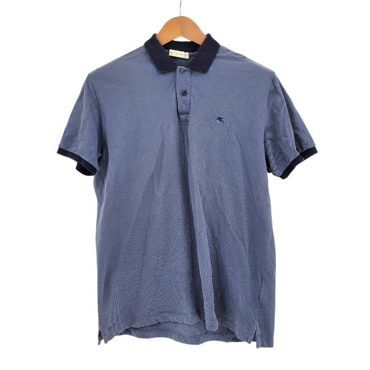 Etro エトロ 半袖ポロシャツ ネイビーブルー イタリア製 ペイズリー柄