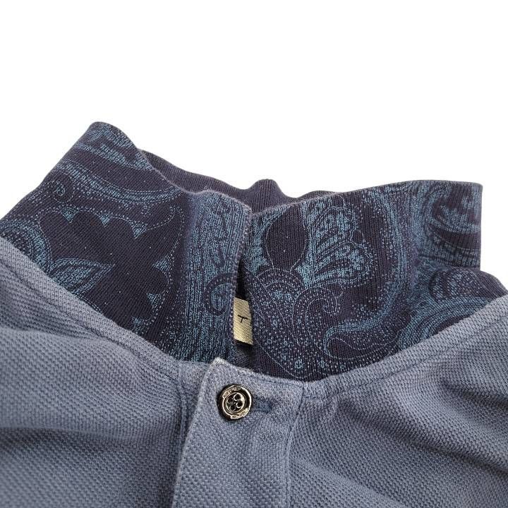 Etro エトロ 半袖ポロシャツ ネイビーブルー イタリア製 ペイズリー柄