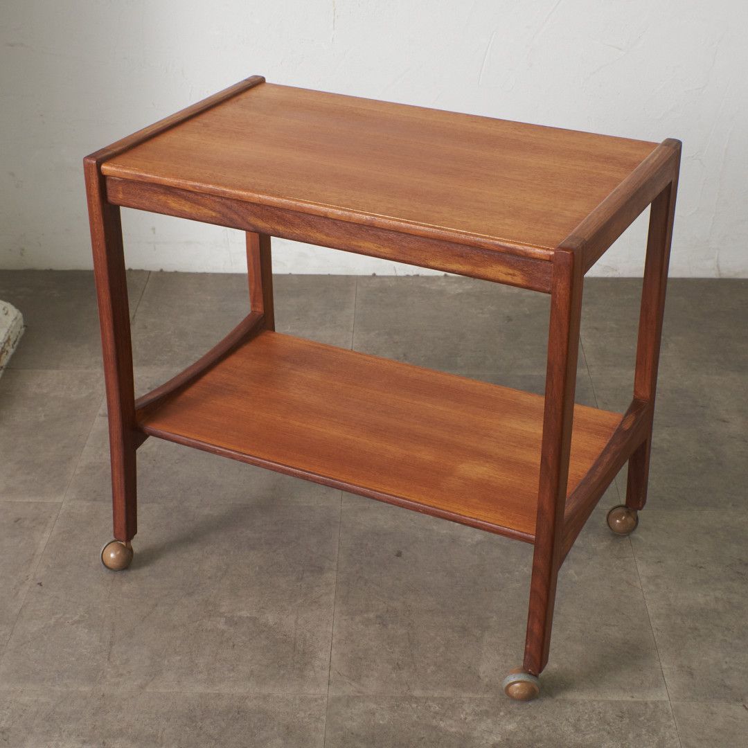 英国 ヴィンテージ トロリー ワゴン 木製 チーク 北欧 スタイル