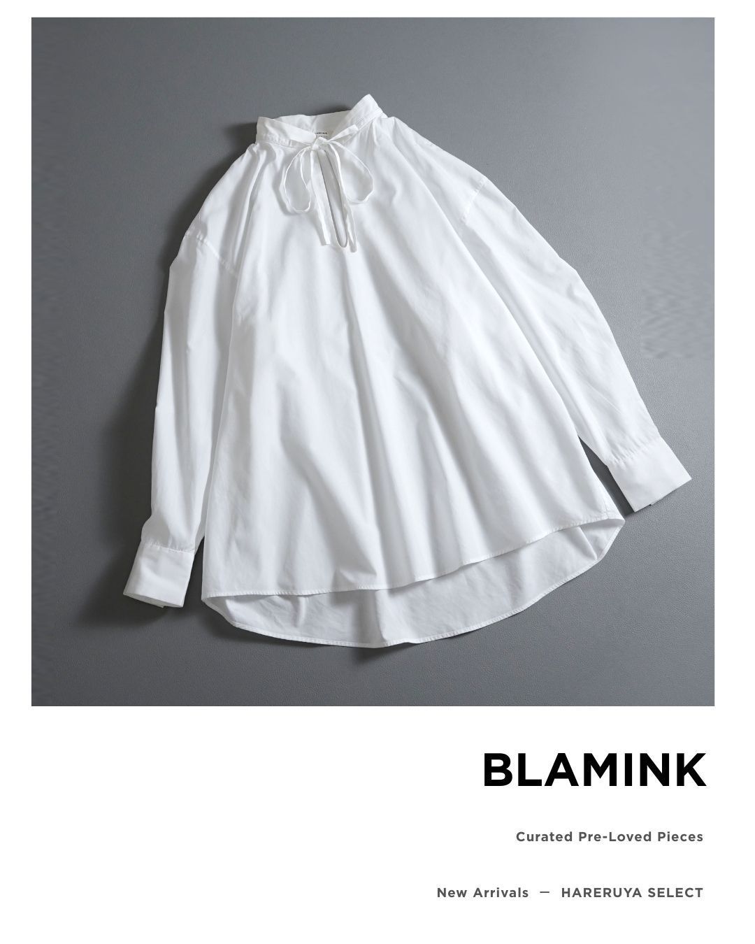 BLAMINK P C B/GATH STD RIBBON リボンブラウス 220t*美品 BLAMINK ブラミンク P C B/GATH STD RIBBON コットン