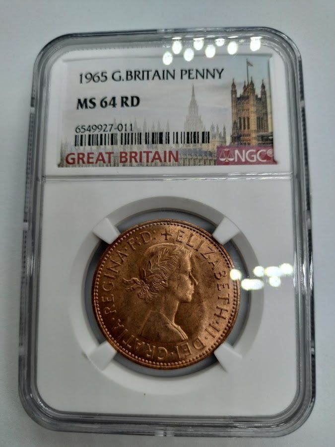 NGC MS64 RD 1965年 イギリス ブリタニア 大型銅貨 ペニー - メルカリ