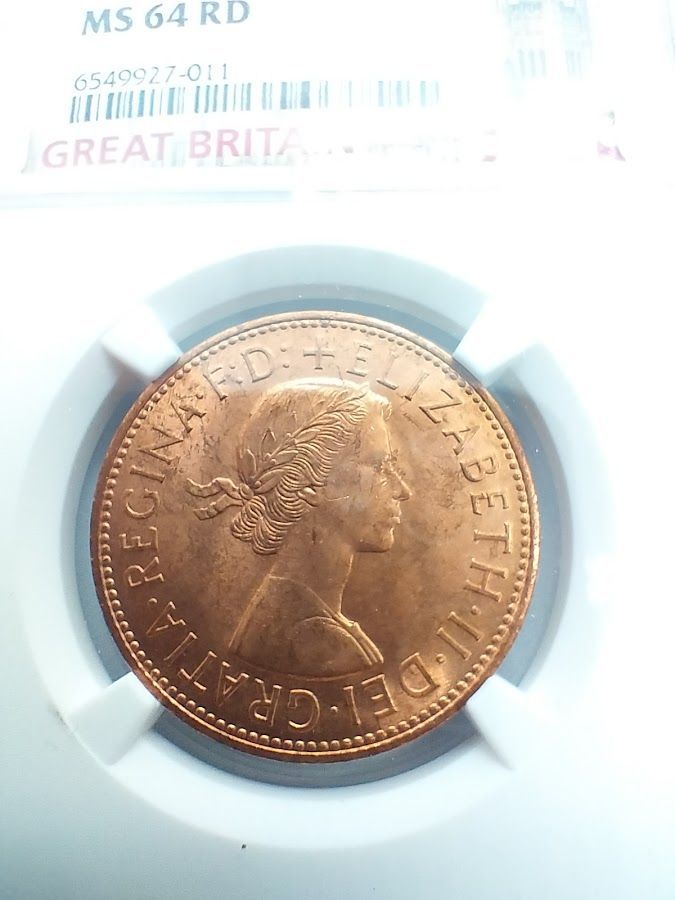 NGC MS64 RD 1965年 イギリス ブリタニア 大型銅貨 ペニー - メルカリ