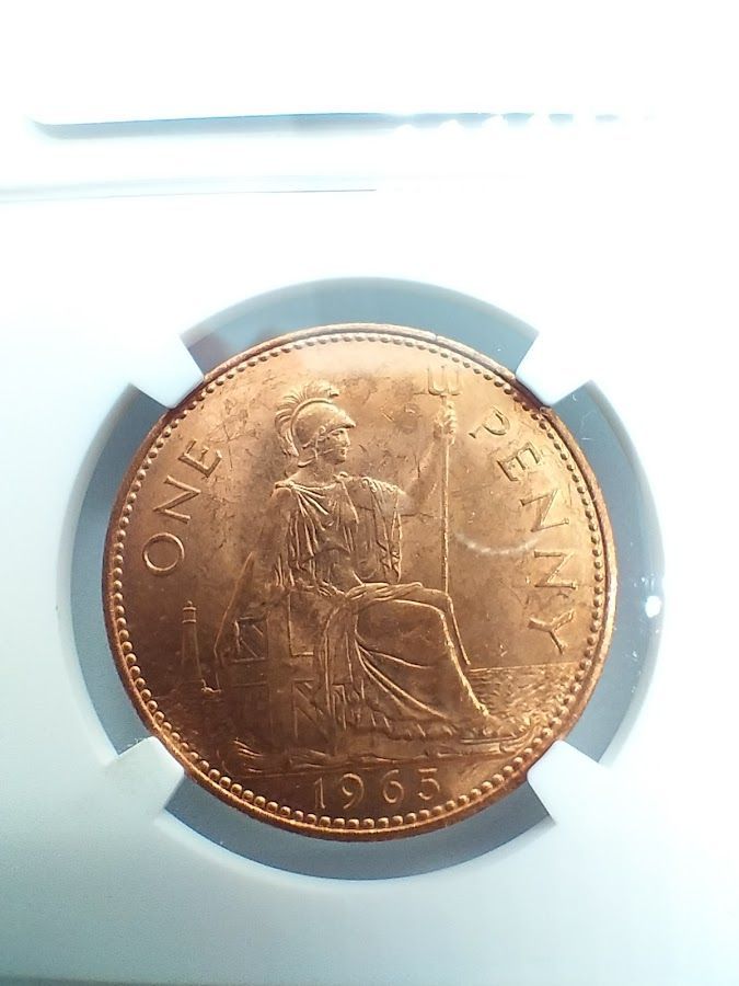 NGC MS64 RD 1965年 イギリス ブリタニア 大型銅貨 ペニー - メルカリ