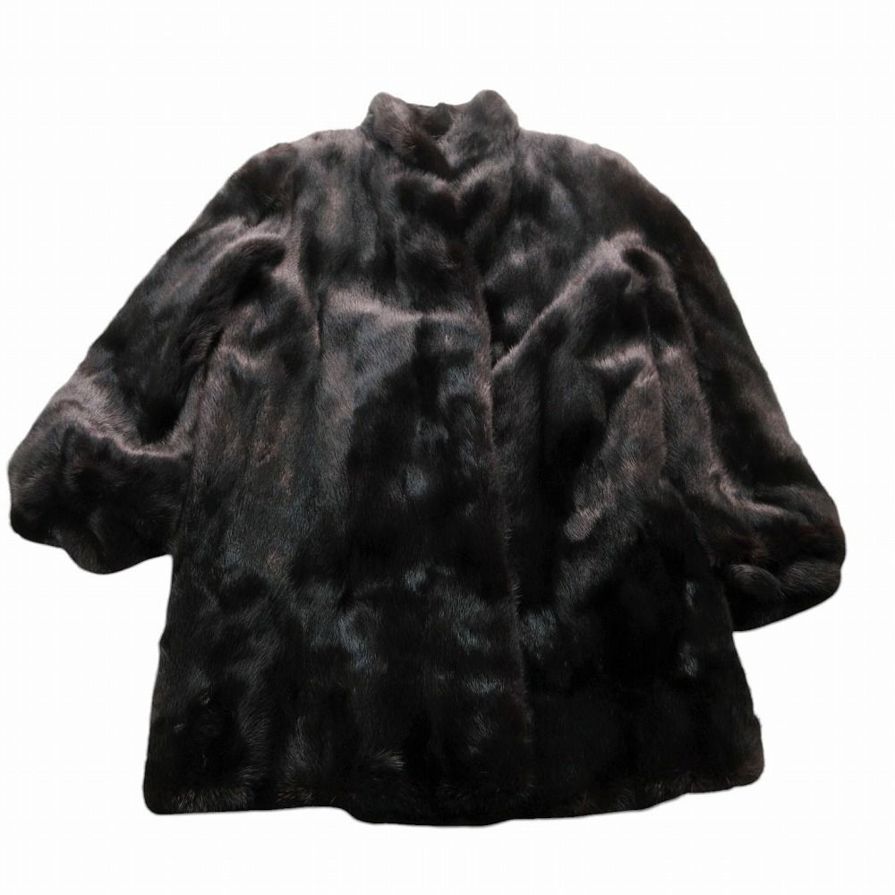 未使用品 着丈80cm サガミンク ブラックミンク リアルファーコート 毛皮 M SAGAMINK サガミンク ミンクファー 本毛皮 リアルファー コート