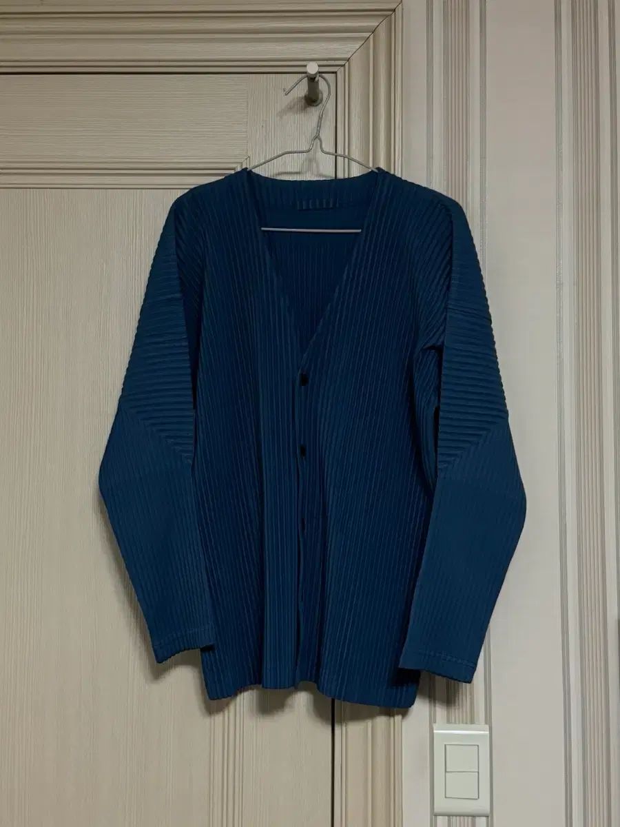 2 ISSEY MIYAKE オムプリッセ カーディガン jl181 ブルー