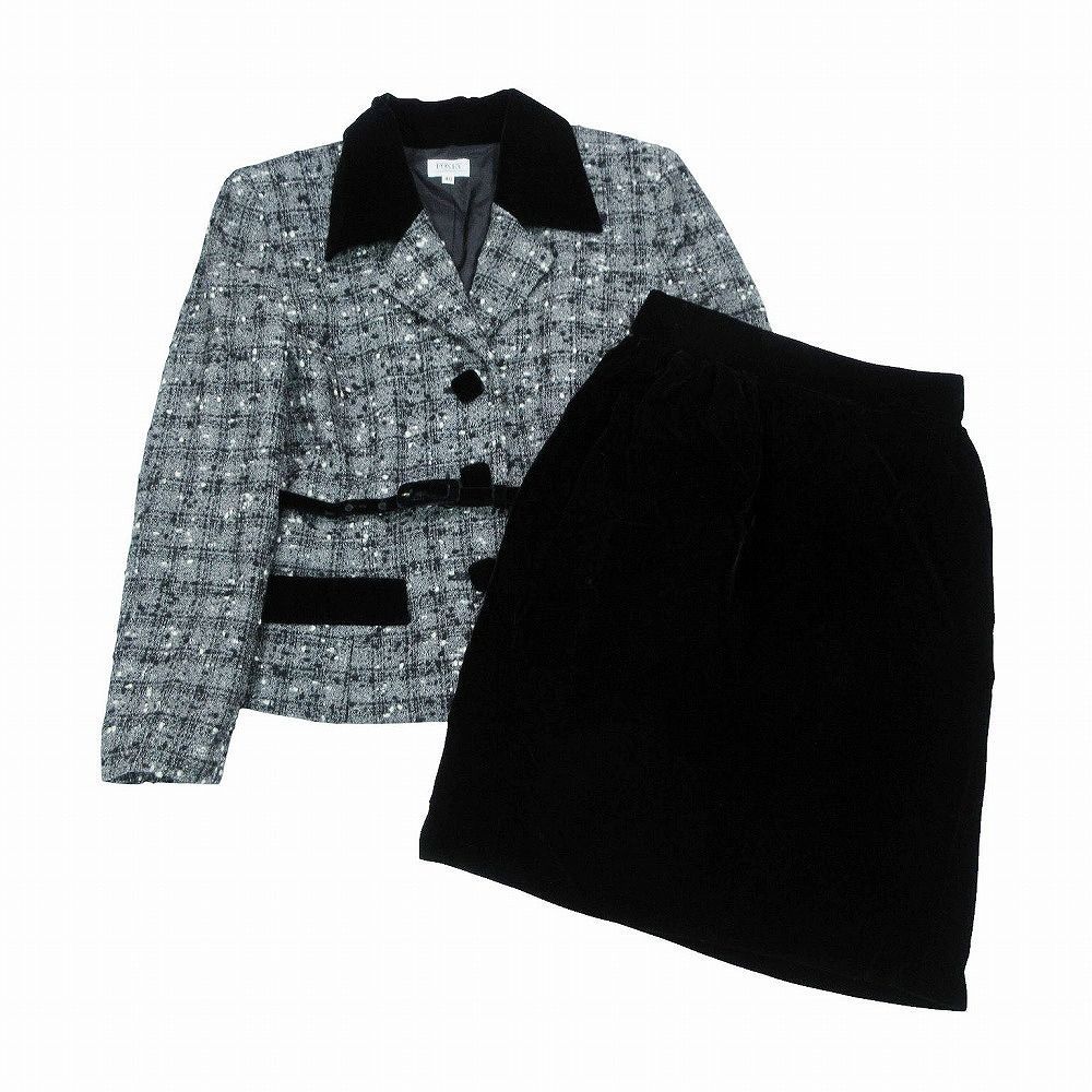 FOXEY フォクシー ベロア ツイード スカート スーツセットアップ