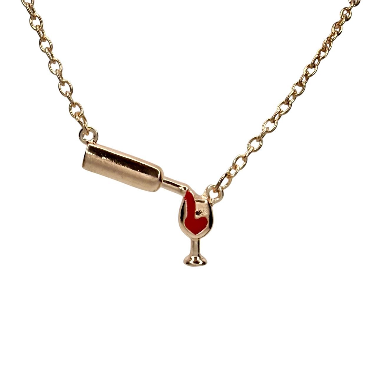 ワイン ネックレス ハート ワイングラス ワインボトル 赤ワイン お酒