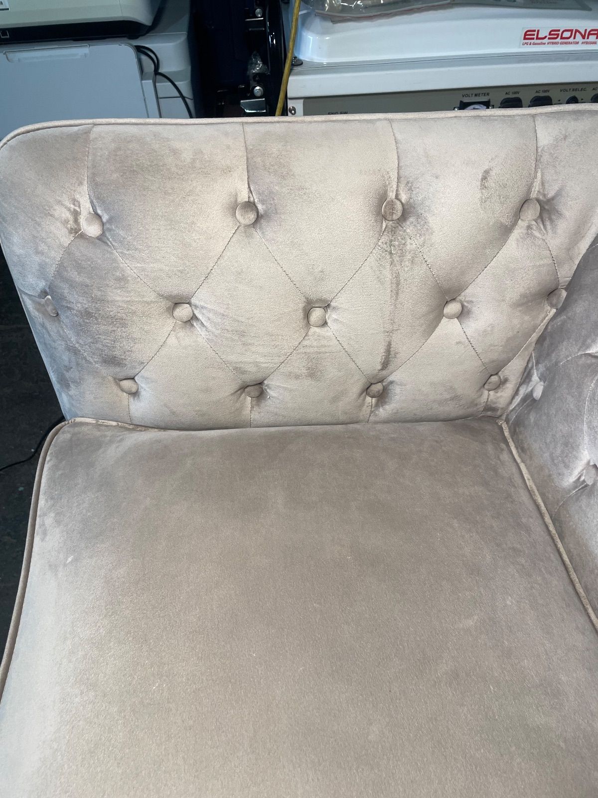 ベルベット調2人掛け カウチソファ