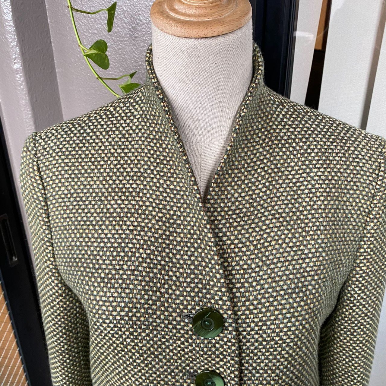 美品 Christian Dior ヴィンテージ ノーカラージャケット グリーン