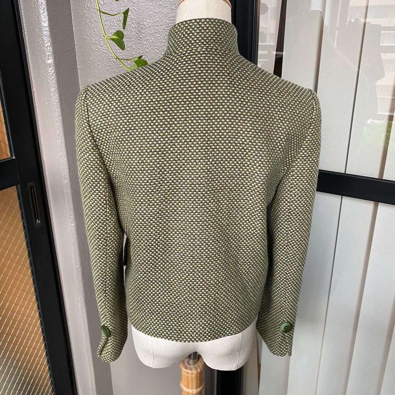 美品 Christian Dior ヴィンテージ ノーカラージャケット グリーン