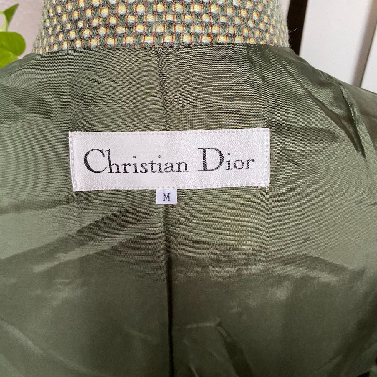 美品 Christian Dior ヴィンテージ ノーカラージャケット グリーン