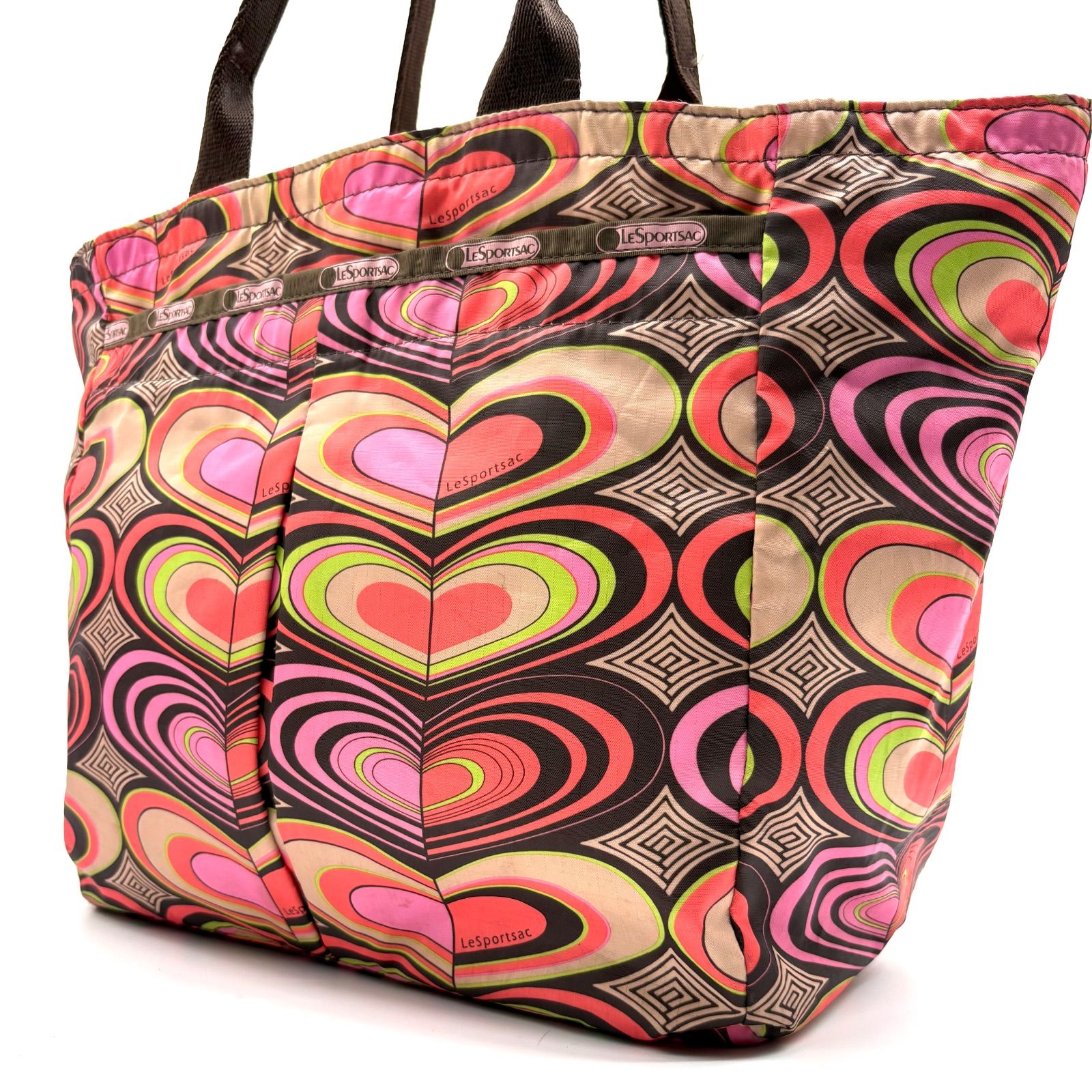 LeSportsac レスポートサック 総柄 ハート柄 トートバッグ A4収納可 大