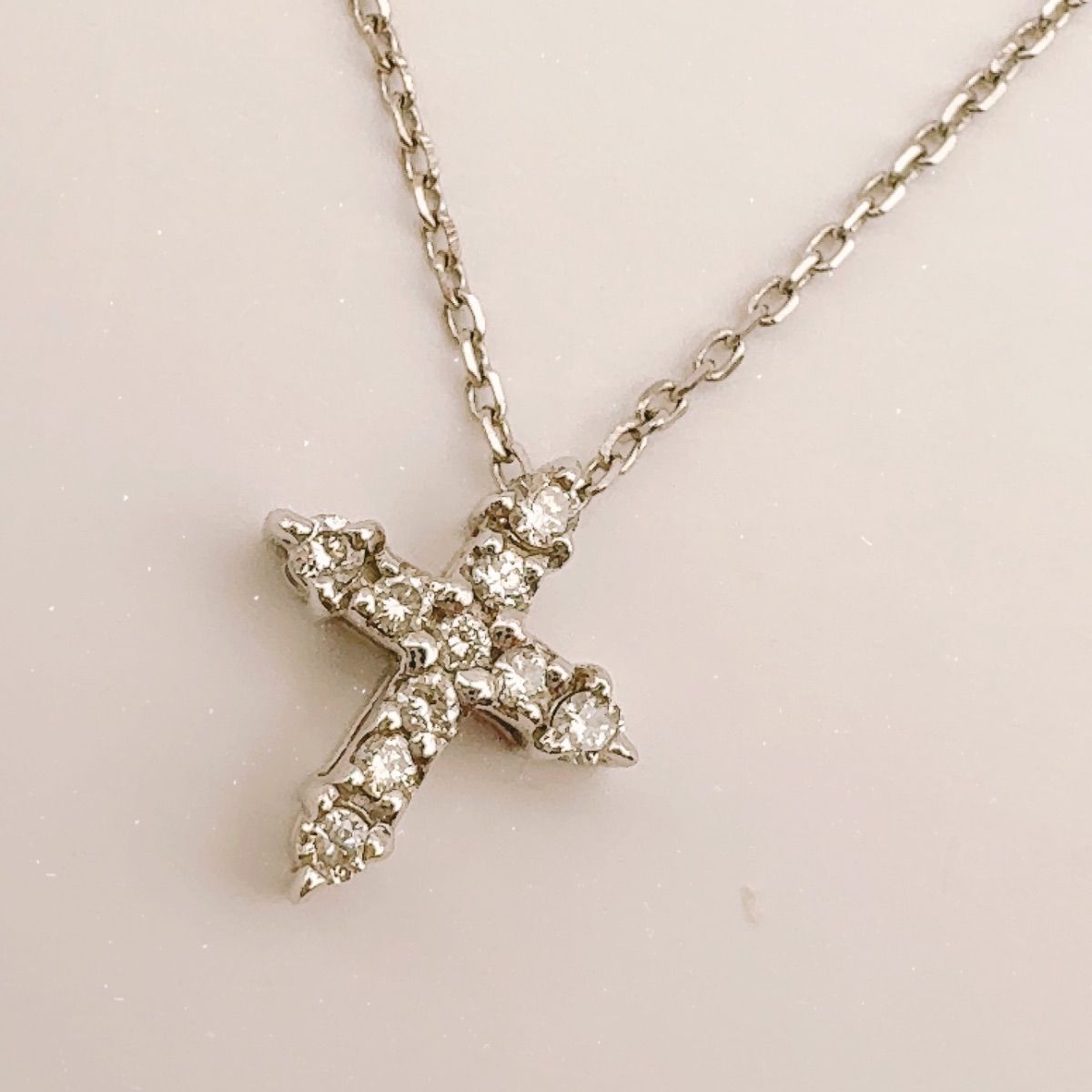 スタージュエリー ダイヤモンドクロスネックレスK18 WG - メルカリ