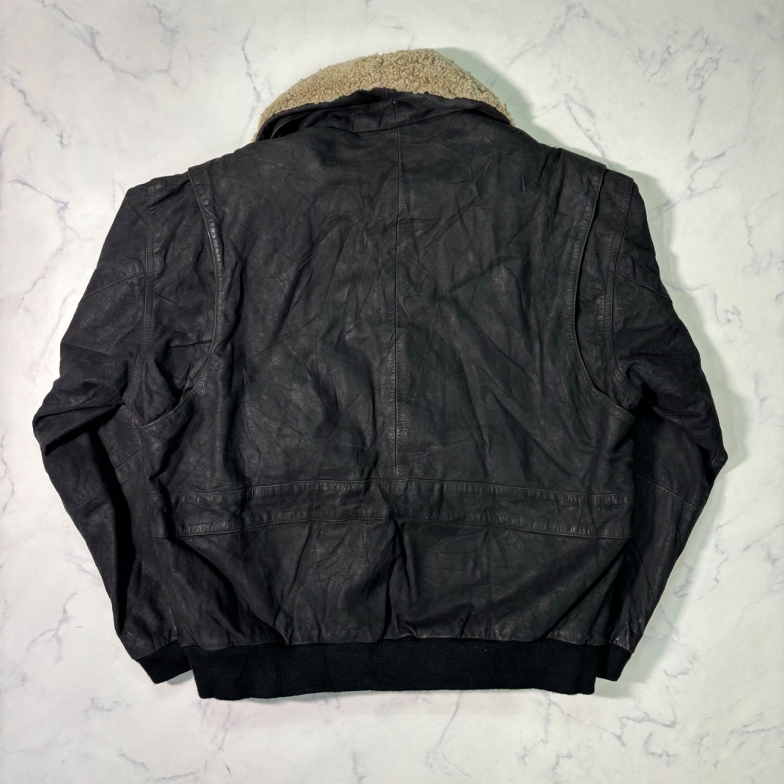 adidas 90s SAPPORO72 札幌五輪 レザーボンバージャケット 黒 ボア襟 