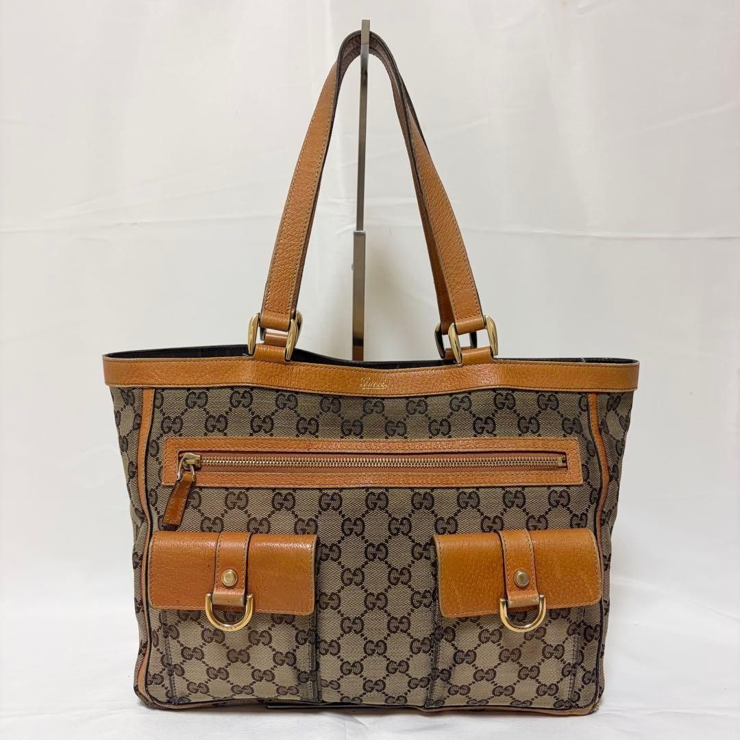 GUCCI グッチ トートバッグ アビー GGキャンバス レザー ベージュ
