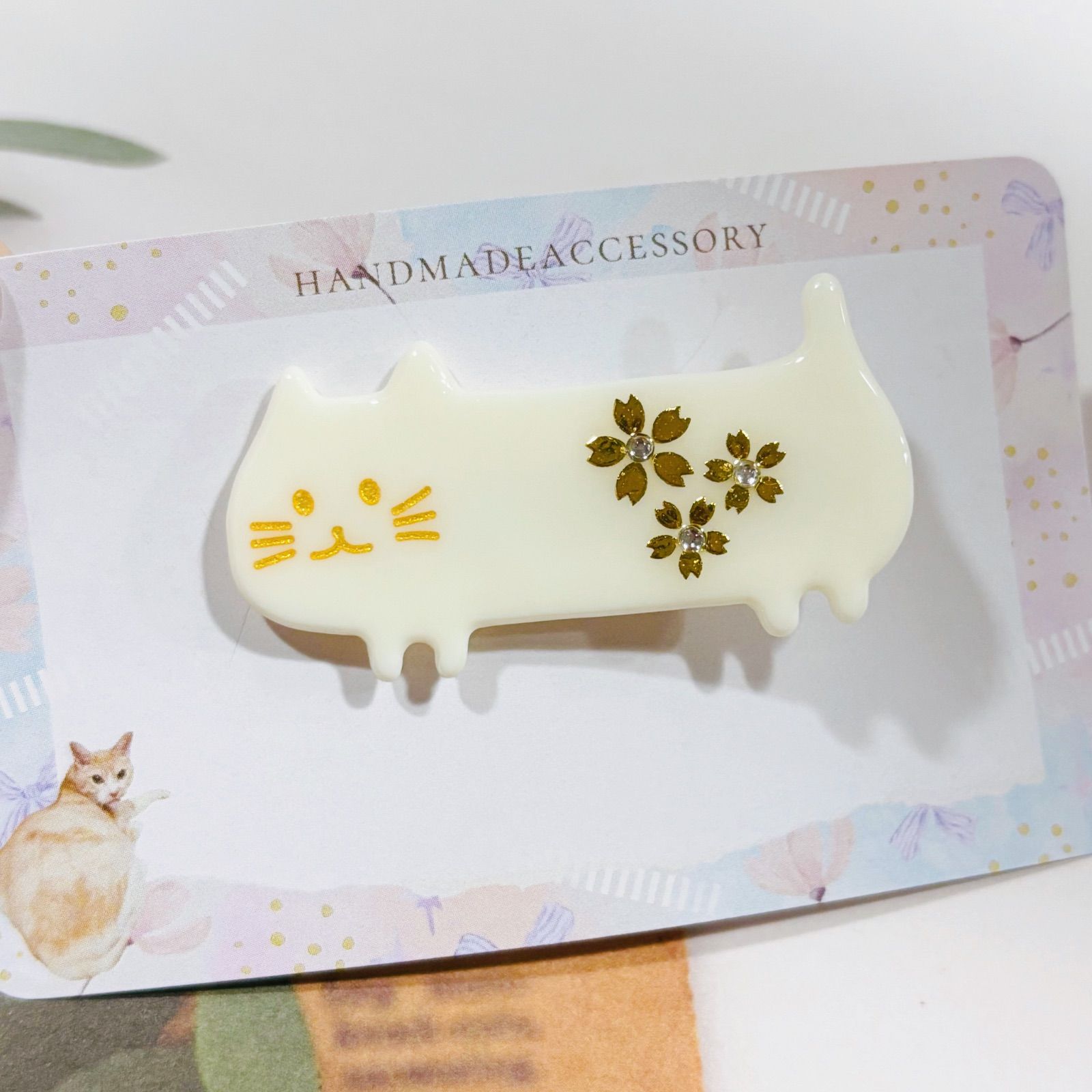 ♡桜ぐで猫ちゃんヘアゴム＆ヘアクリップのセット♡ - メルカリ