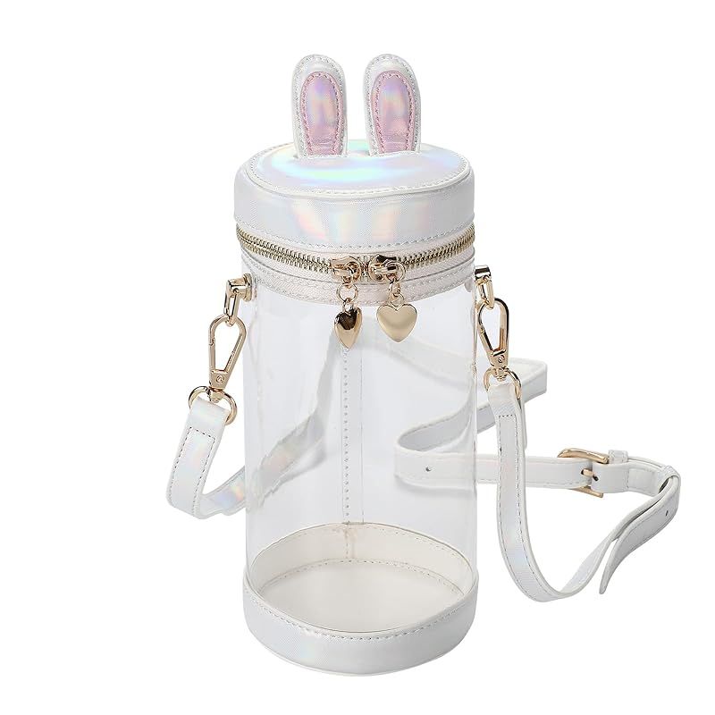 【新品】 oneconne 推し活 バッグ 透明 うさ耳 ショルダー クリアポーチ ぬいぐるみ ケース 痛バ トレカ収納 缶バッジ アクスタ収納 クリアバッグ 斜め掛け 肩掛け おしゃれ かわいい (ホワイト) 0