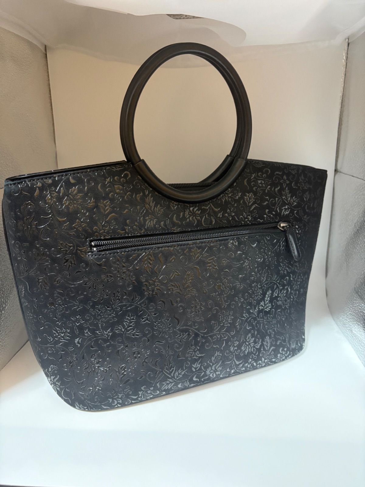 美品】印傳屋 甲州印伝 ハンドバッグ トートバッグ 和柄 花唐草模様 鹿 