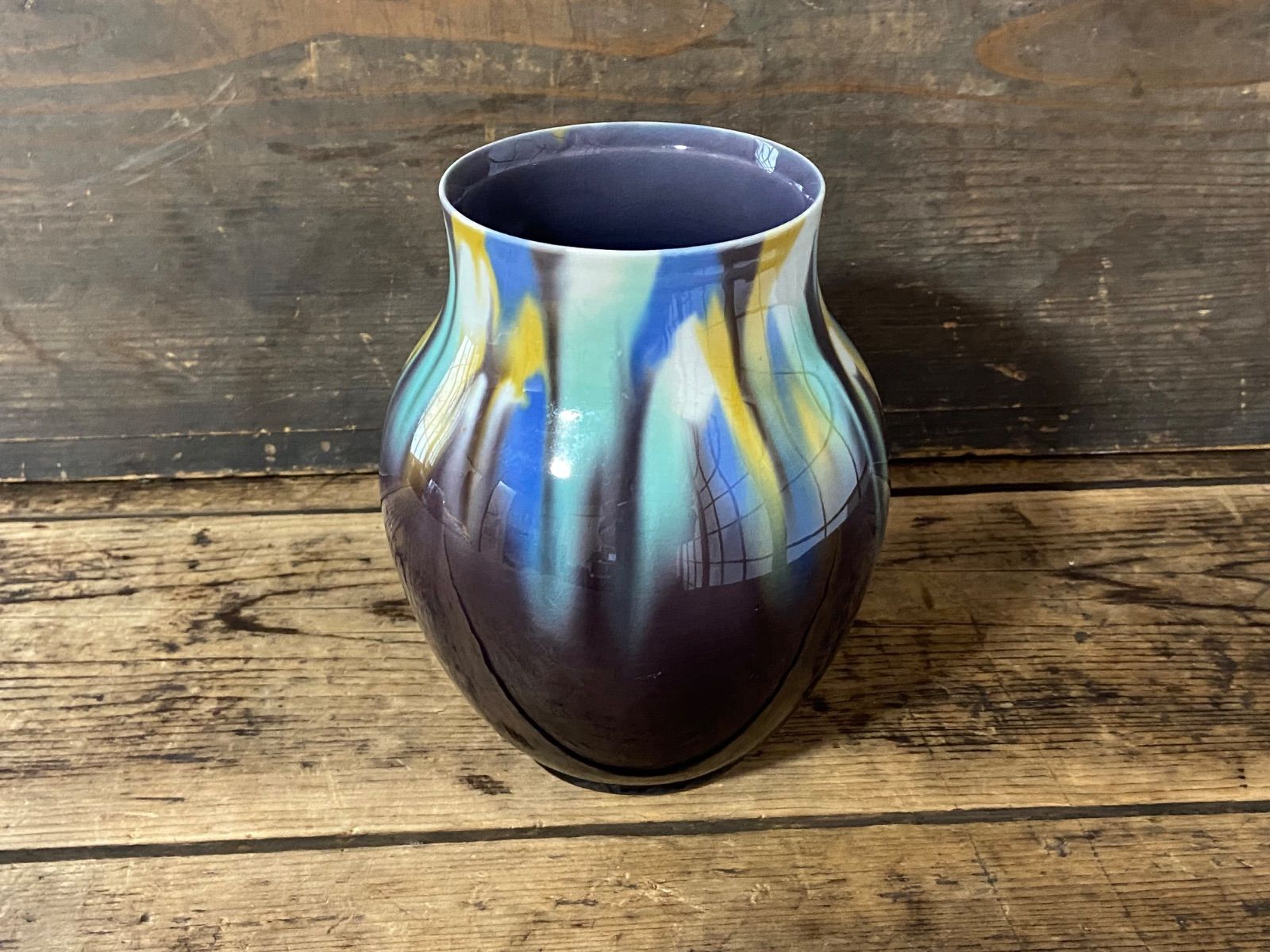 九谷焼 三代徳田八十吉 正彦銘 彩釉 壺 花瓶 16cm 共箱なし - メルカリ