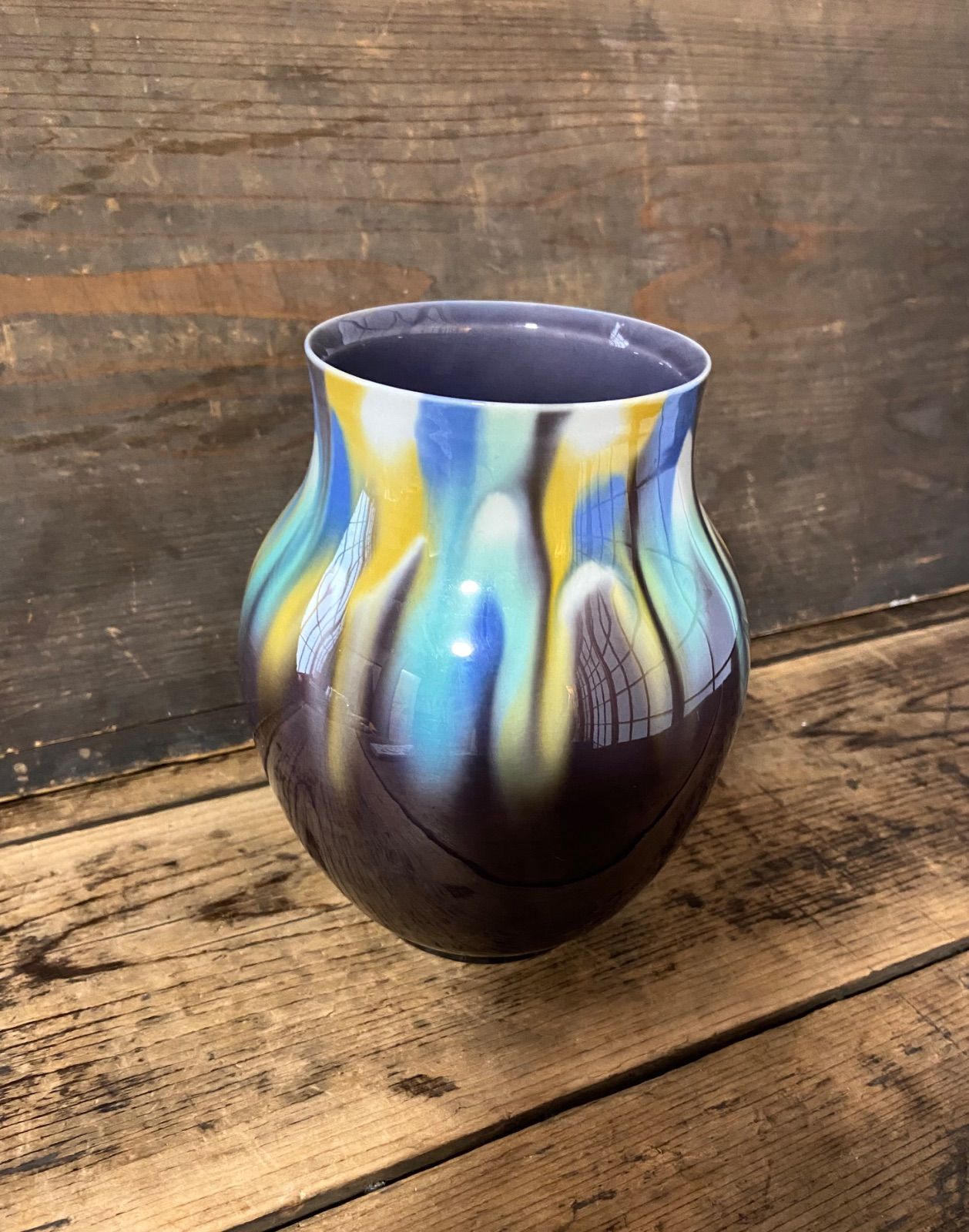 九谷焼 三代徳田八十吉 正彦銘 彩釉 壺 花瓶 16cm 共箱なし - メルカリ