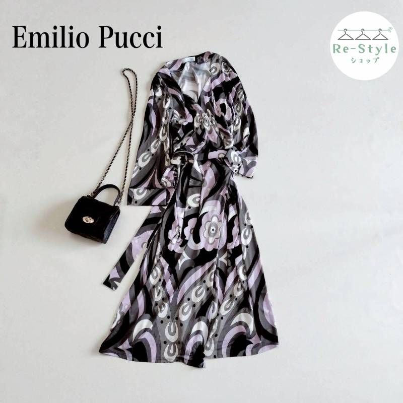 EMILIO PUCCI エミリオプッチ カシュクールワンピース 総柄 プッチ柄