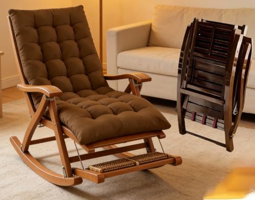 ロッキングチェア リラックスチェア 竹製 耐荷重200kg 5段階調整