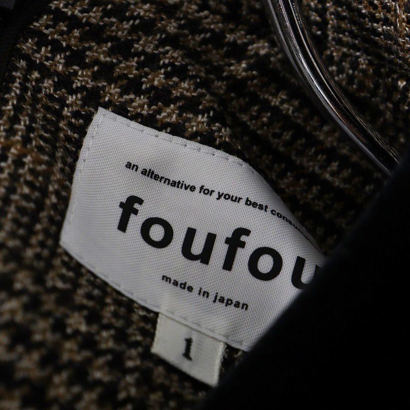 極美品 フーフー foufou glen check round collar one piece グレン