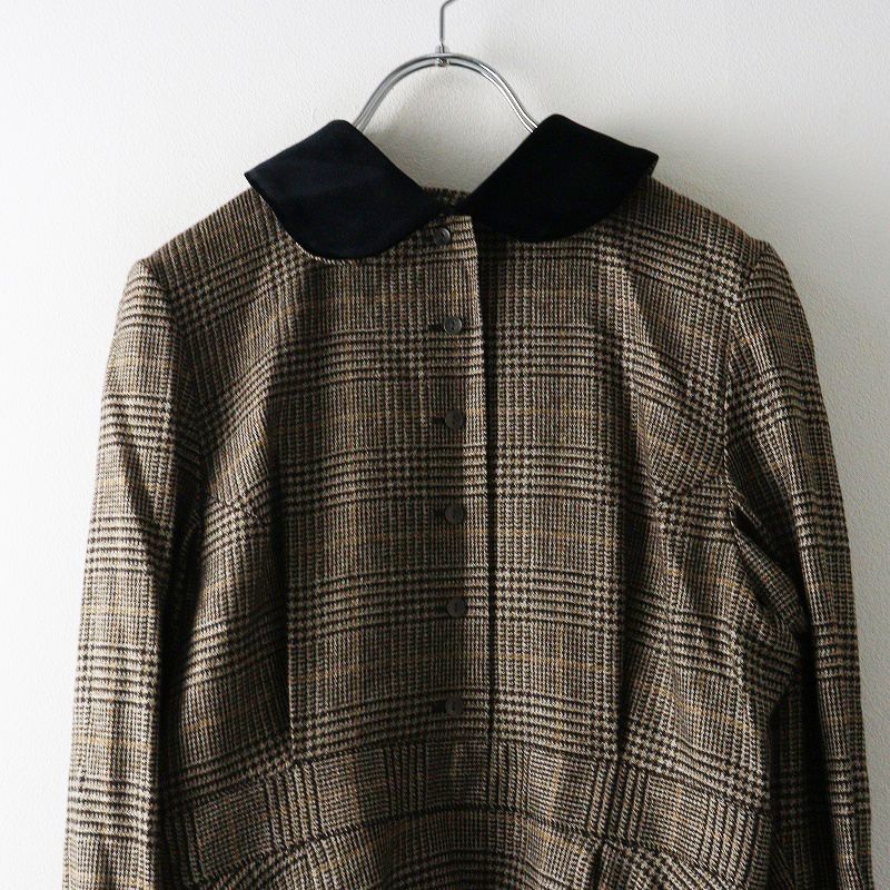 極美品 フーフー foufou glen check round collar one piece グレン