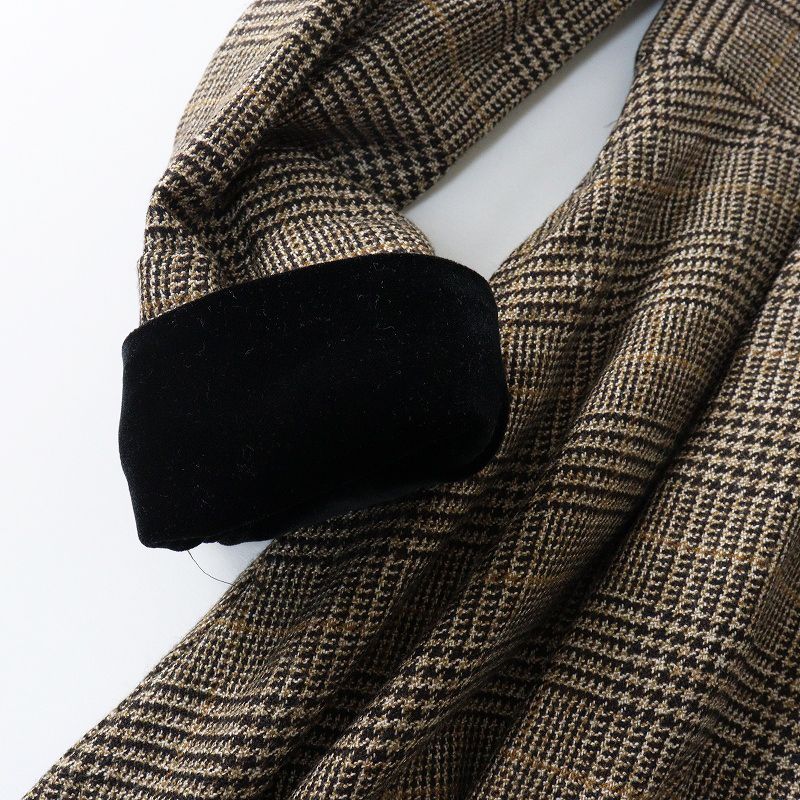 極美品 フーフー foufou glen check round collar one piece グレン