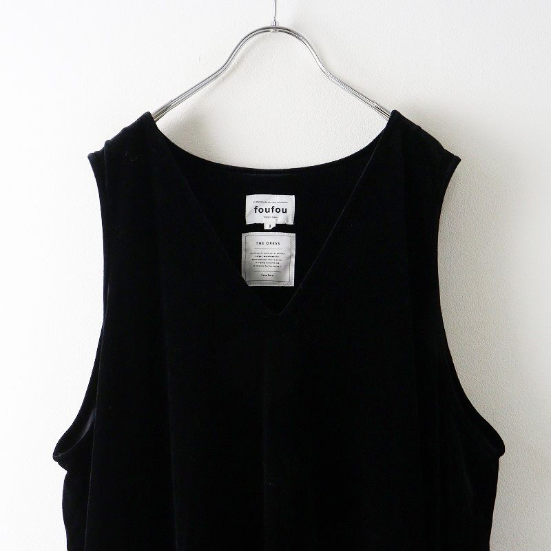 美品 フーフー foufou THE DRESS #16 no-sleeve velour one piece