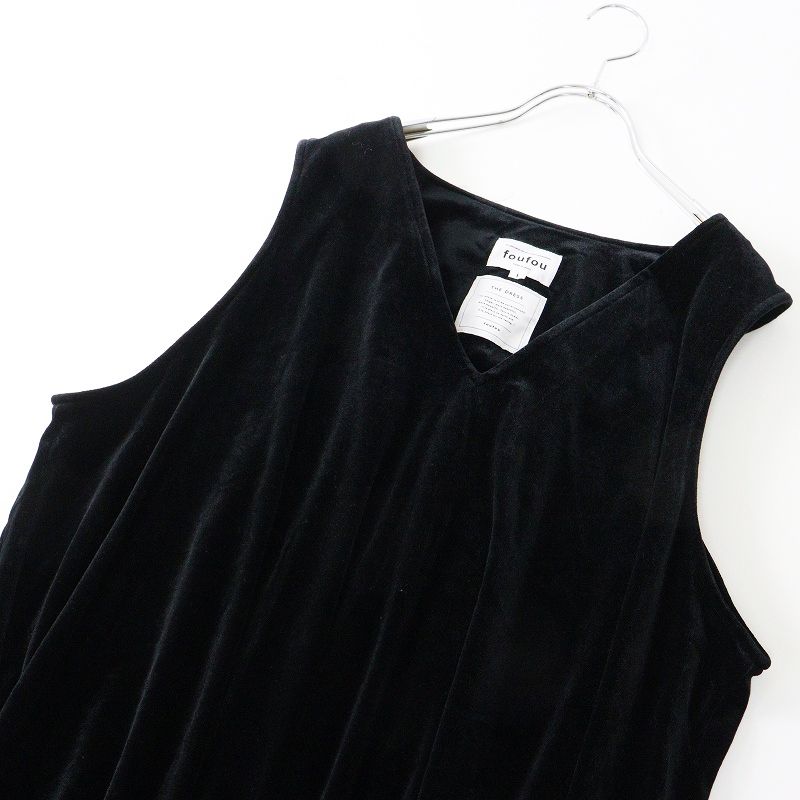 美品 フーフー foufou THE DRESS #16 no-sleeve velour one piece