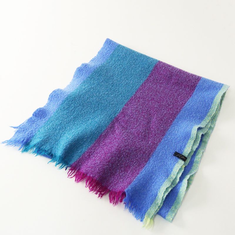 パラスパレス Pal'las Palace 縮絨 フリンジ ストール ｜ブルー系