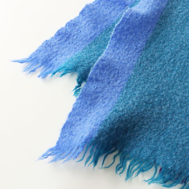 パラスパレス Pal'las Palace 縮絨 フリンジ ストール ｜ブルー系