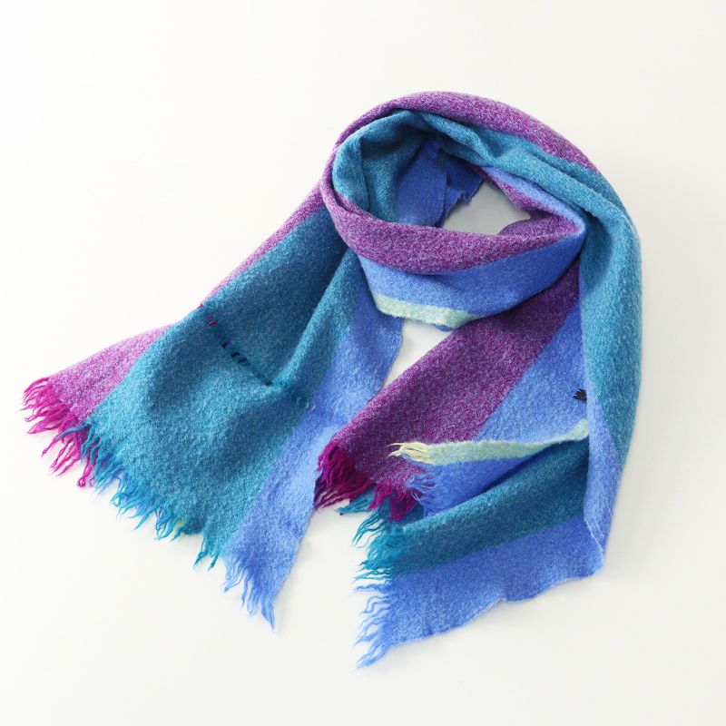 パラスパレス Pal'las Palace 縮絨 フリンジ ストール ｜ブルー系